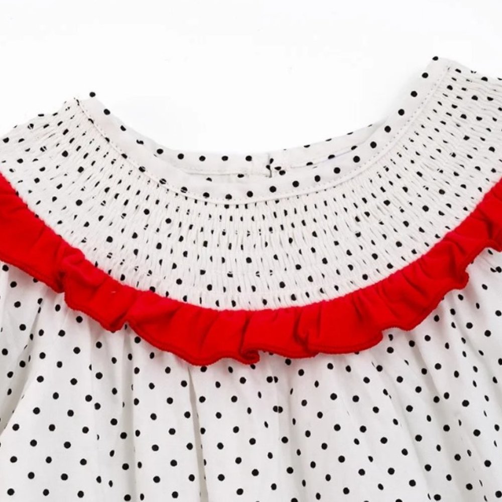 Valentine's Day Smocked Sequin Heart Long Sleeve Dress - Picture 2 of 6